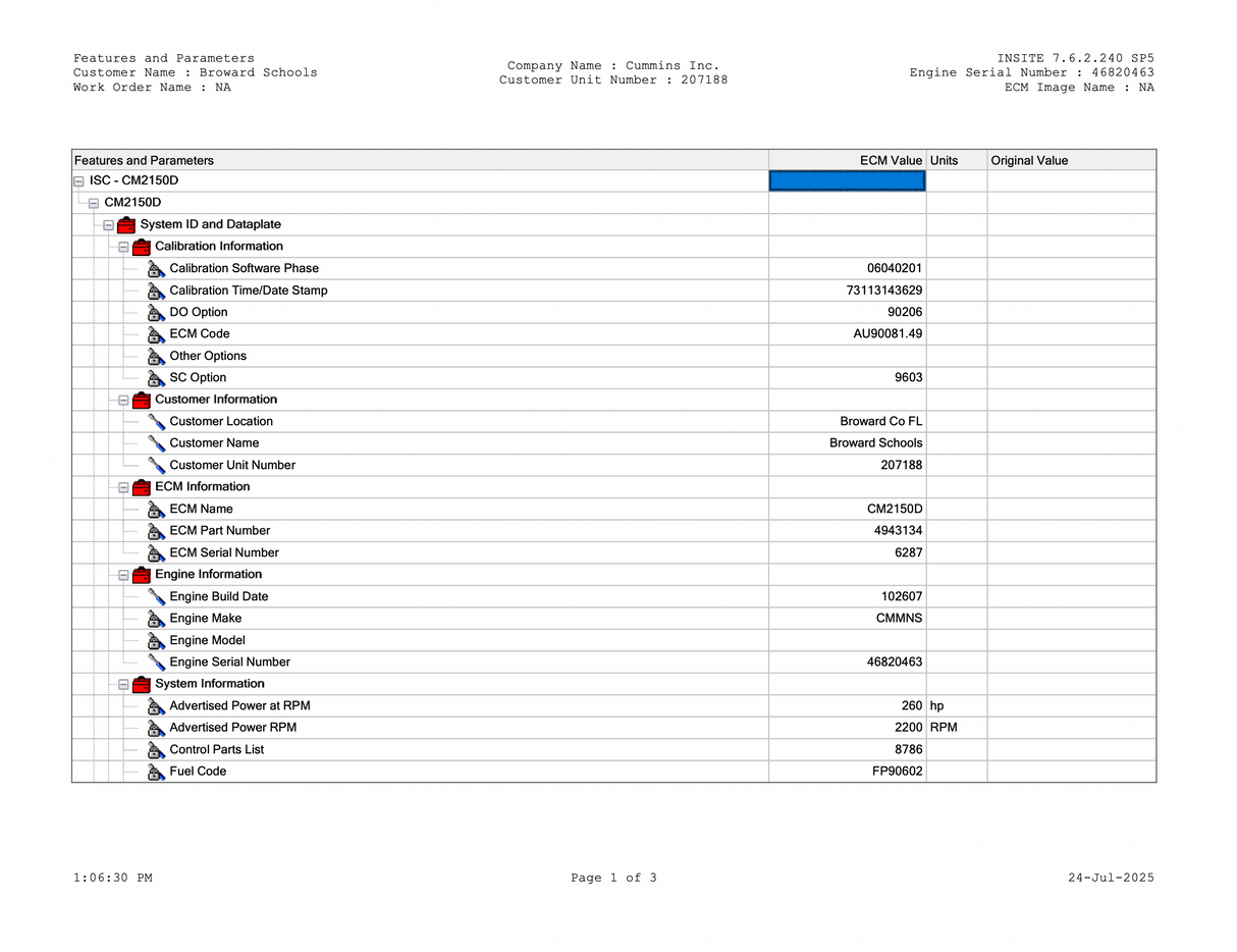 Cummins ISC 260 Engine Control Module (ECM) CM2150D Part # 4943134