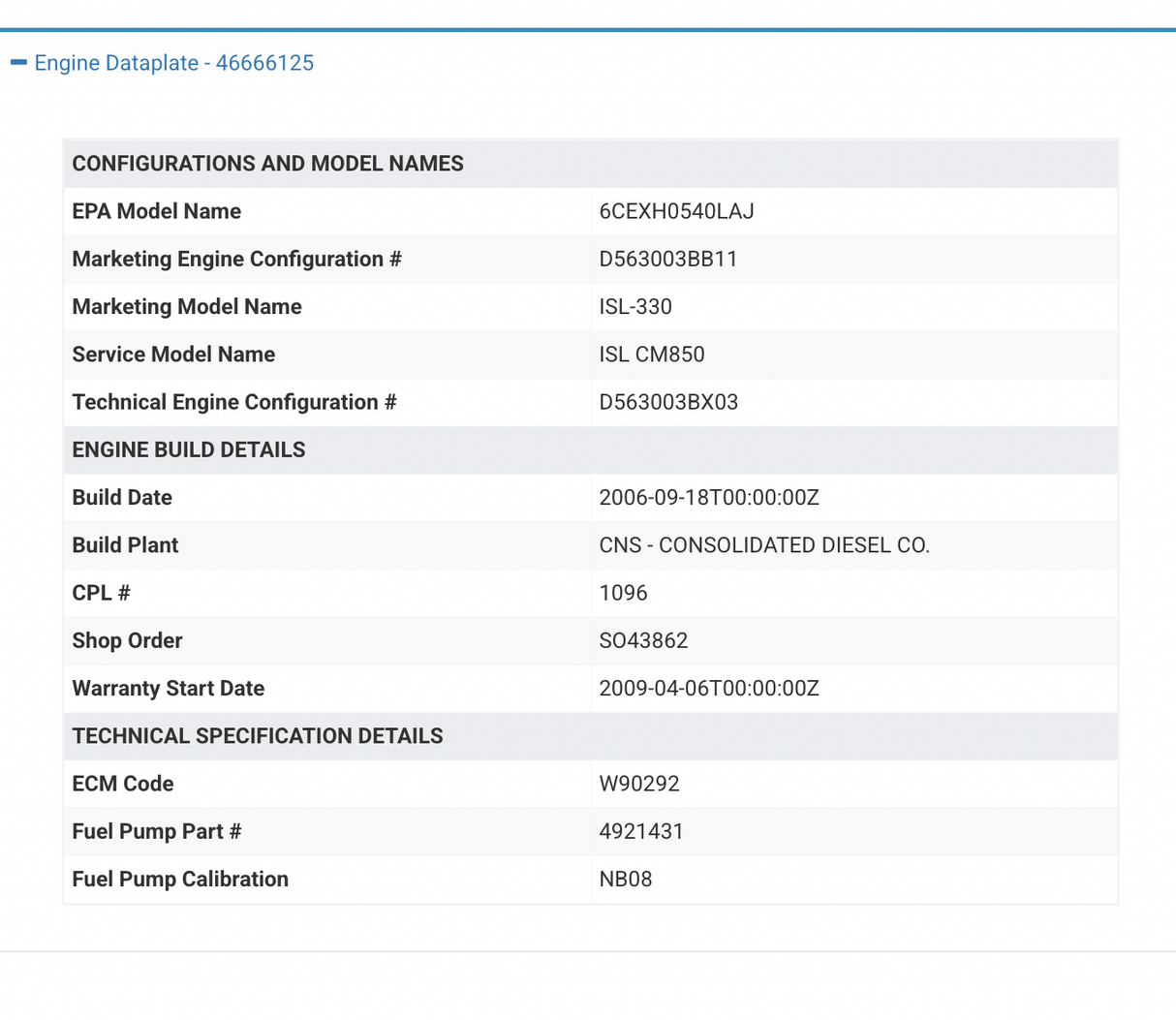 2006 Cummins ISL Engine Control Module (ECM) Part # 4921776, CM850