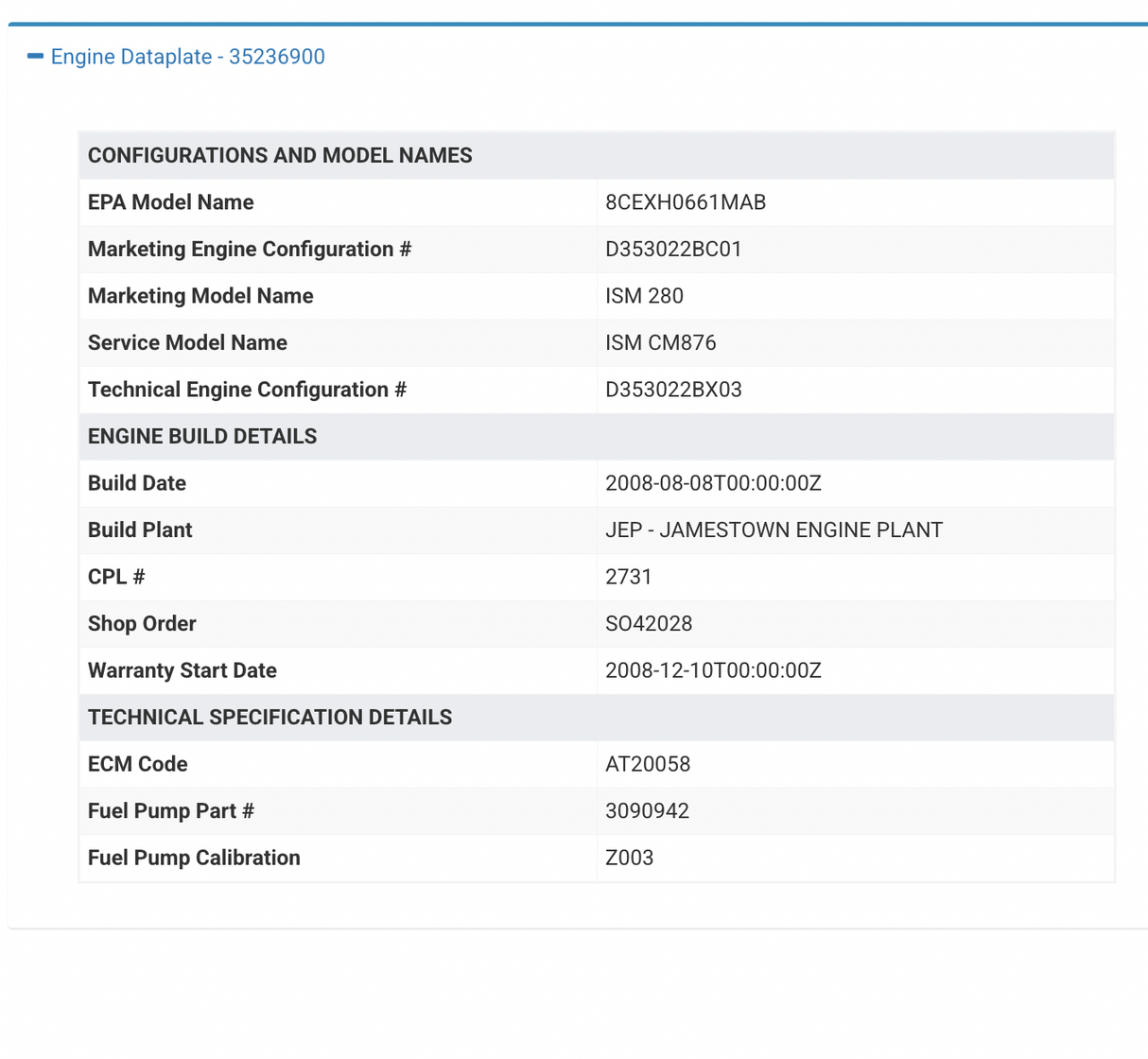 2008 Cummins ISM 280 Engine Control Module (ECM) Part # 4963807, CM876
