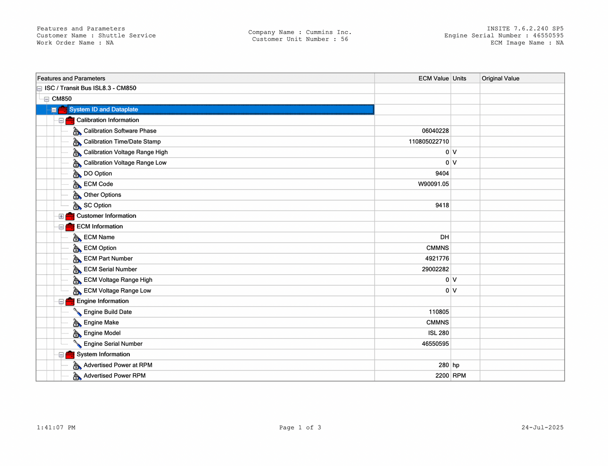 2005 Cummins ISL-280 Engine Control Module (ECM) 4921776, CM850