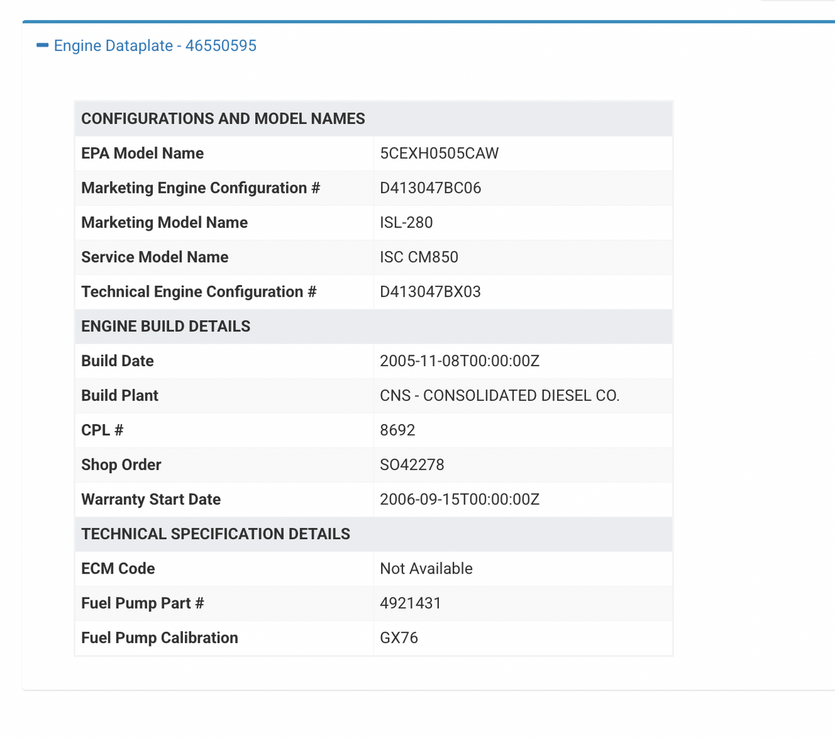 2005 Cummins ISL-280 Engine Control Module (ECM) 4921776, CM850