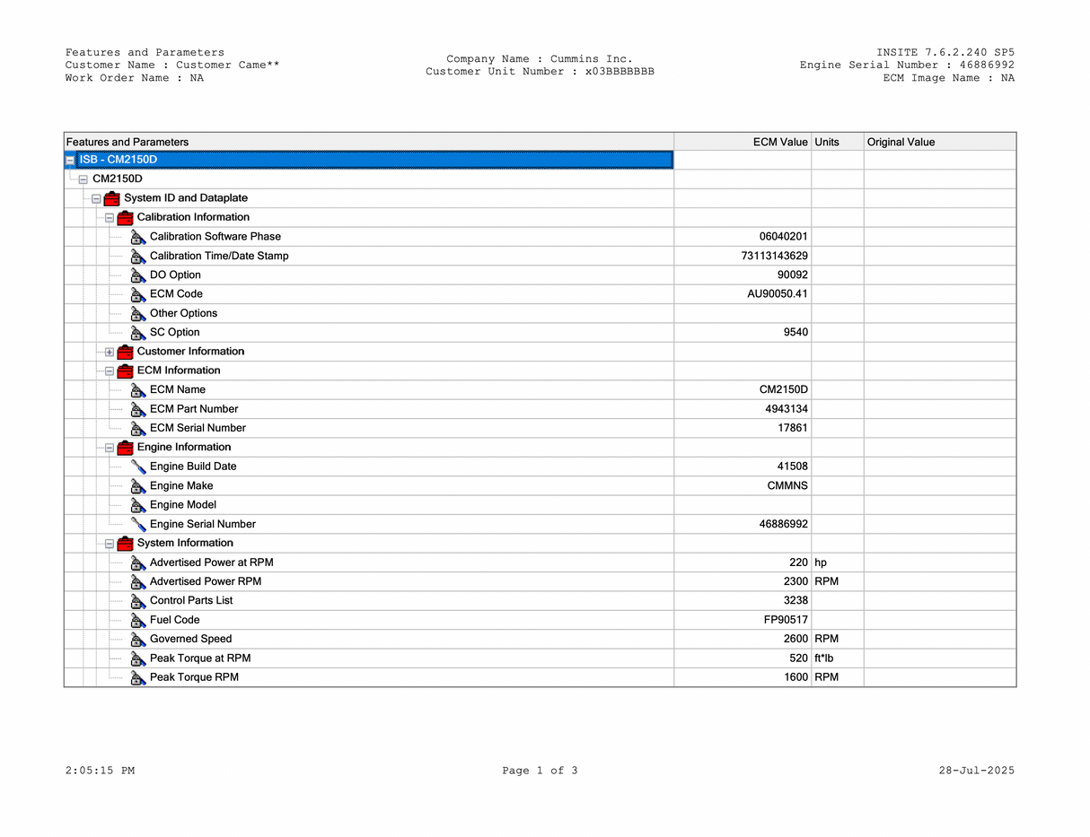 2008 Cummins ISB 220 Diesel Engine Control Module (ECM) 4943134, CM2150