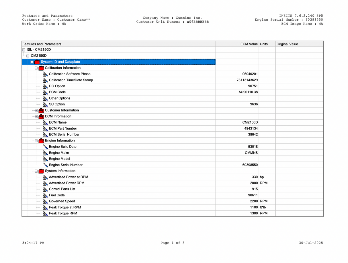 Cummins ISL CM2150D Engine Control Module (ECM) 4943134