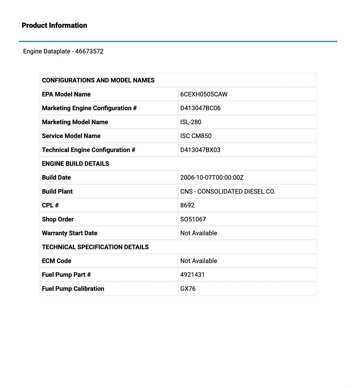 2006 Cummins ISC Engine Control Module (ECM) for 2004-2006 Part # 4921776, CM850