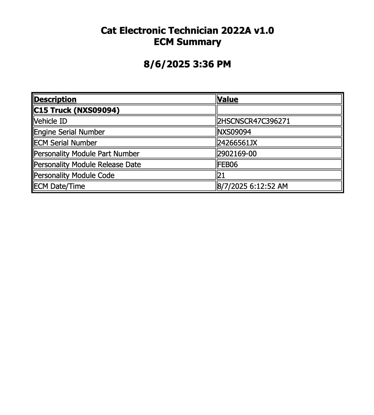 Caterpillar C15 ACERT 120-PIN Engine Control Module (ECM) 252-2881-01