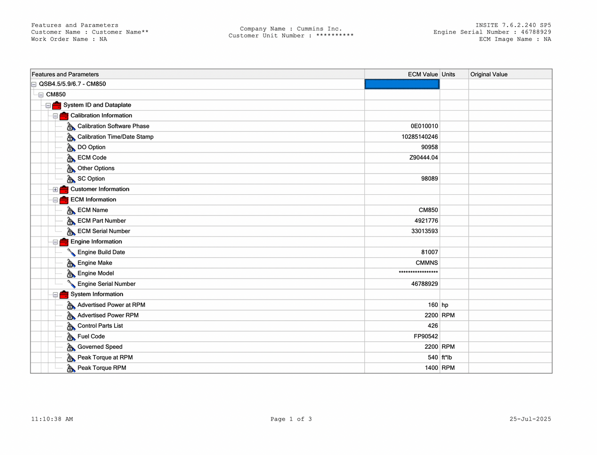 2007 Cummins QSB 6.7 Engine Control Module (ECM) for 2007-2009 Part # 4921776, CM850