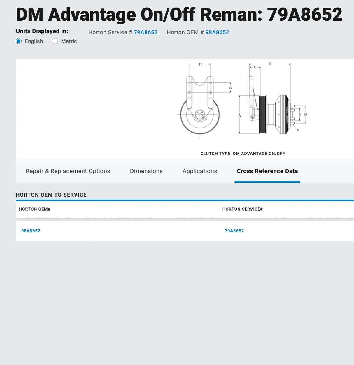Cummins ISL9 Horton 2-Speed Fan Clutch Part # 98A8652, Mounting Base P/N 602073, Pulley P/N 601834