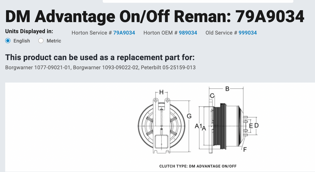 Caterpillar C10 Horton Fan Clutch 79A9034