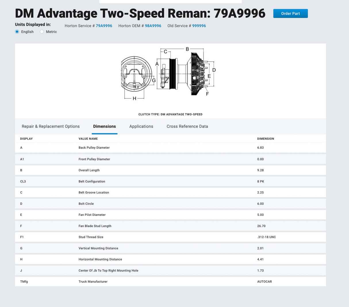 Cummins ISC / ISL Fan Clutch P/N 98A9996, Pulley P/N 601536, Base P/N 601921