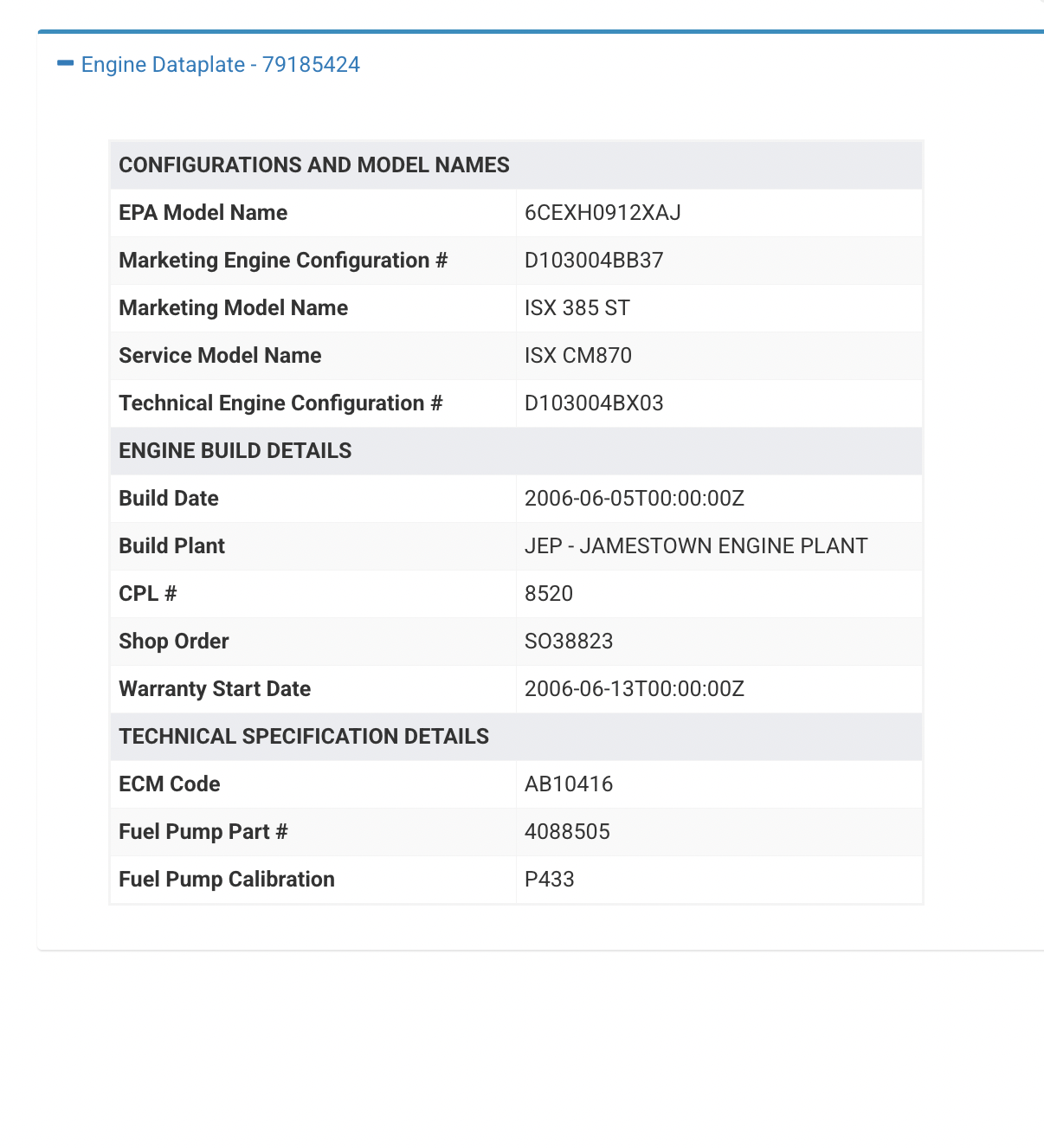 Cummins ISX Engine Control Module (ECM) Part # 3684009, CPL 8520, CM870