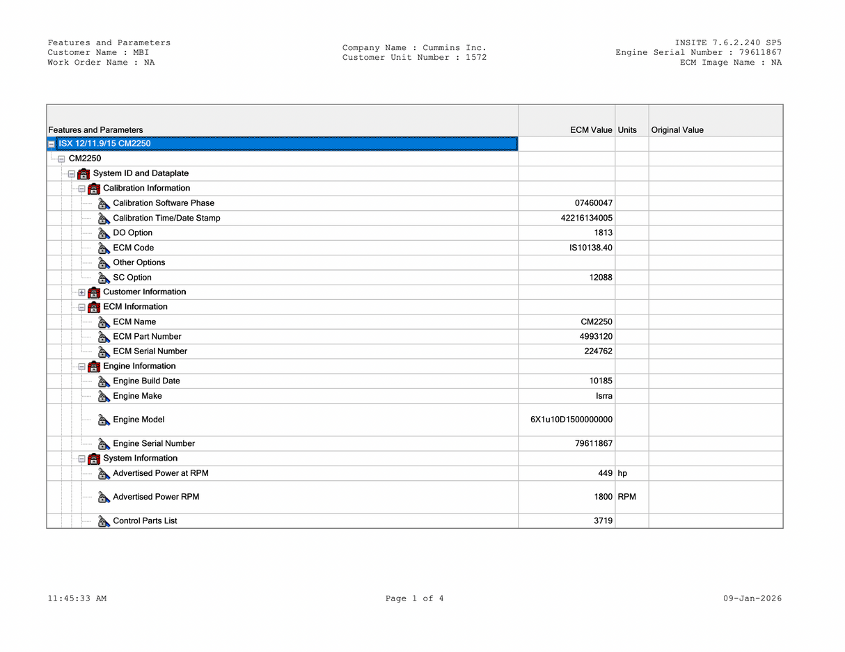 2012 Cummins ISX15 Engine Control Module (ECM) for 2010-2013 Part # 4993120, CM2250, CPL 3719