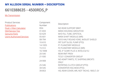 Allison 45000RDS P Transmission For Sale, 45000RDSP, TIDA