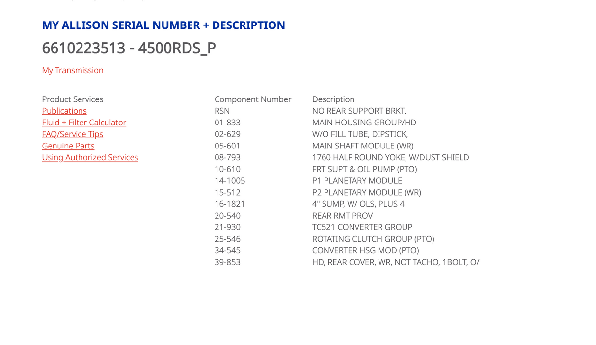 Allison 4500RDSP Transmission for Sale, 4500RDS w/ PTO Provision