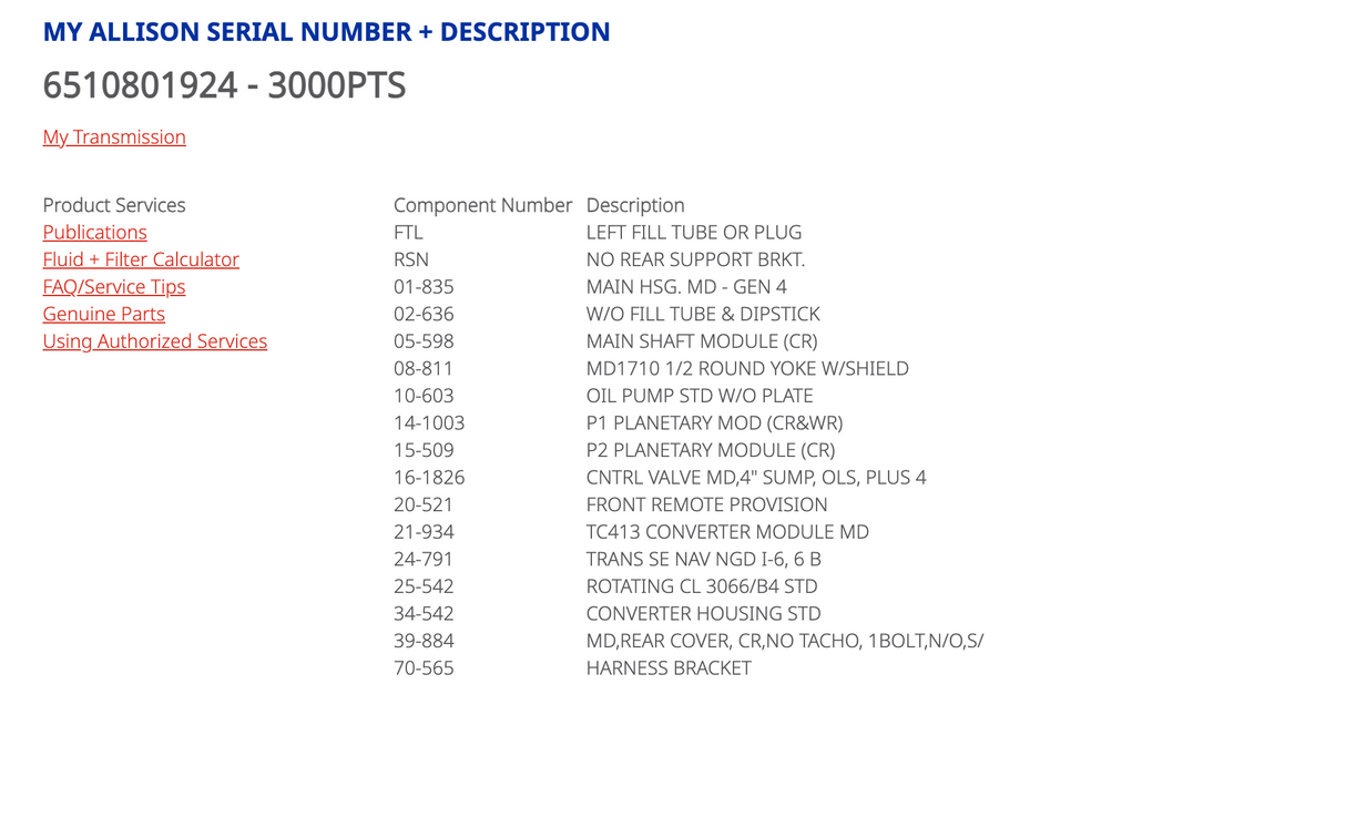 Allison 3000PTS Transmission For Sale, 3000 PTS