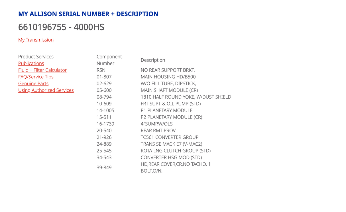 Allison 4000HS Transmission For Sale, off Mack E7, TID3, 29544592