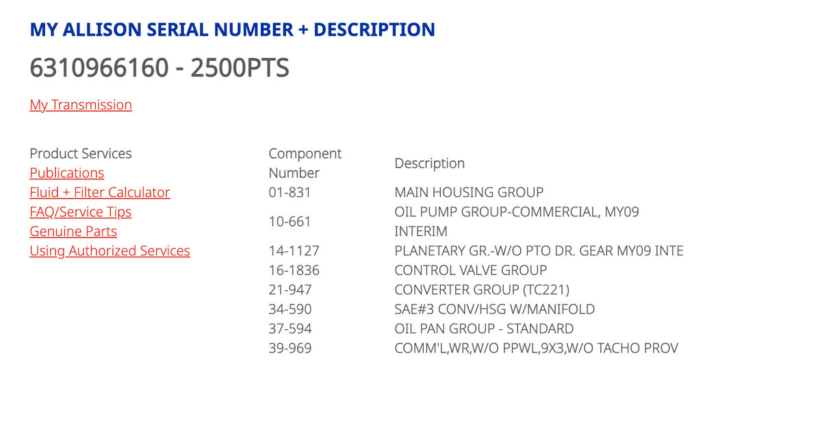 Allison 2500PTS Transmission For Sale