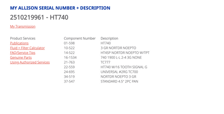 Allison HT740 Transmission For Sale, HT 740