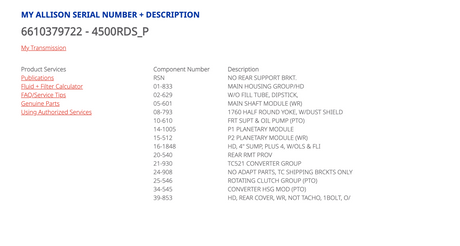 Allison 4500RDS P Transmission w/ PTO Provision , 29544592