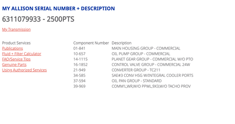 2500PTS Allison 2500PTS Transmission For Sale, TID A