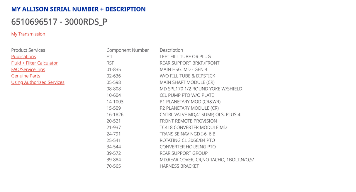 Allison Transmission 3000RDS P Transmission, 29544146