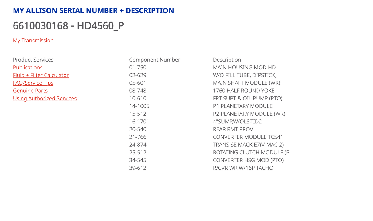 Allison HD4560 P Transmission For Sale