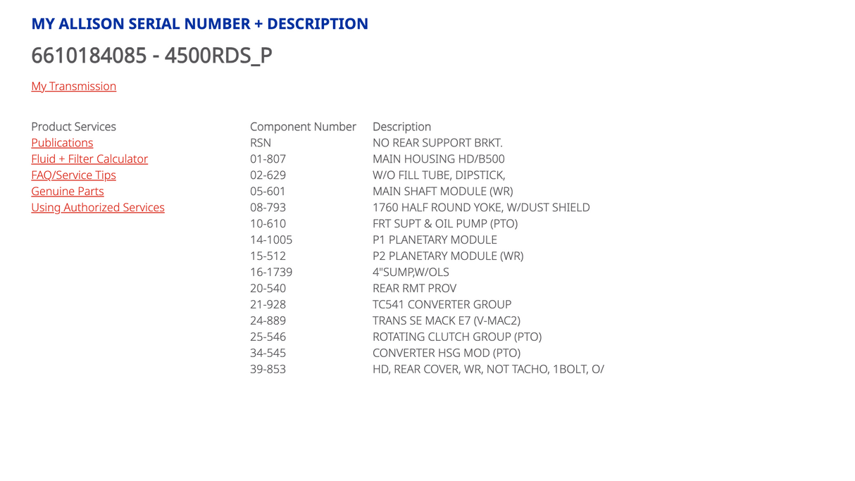 Allison 4500RDSP Transmission For Sale w/ PTO Prov, 29544592