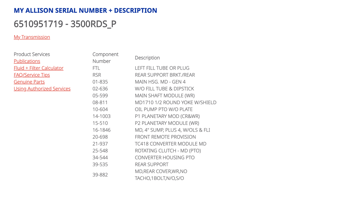 Allison 3500RDS P Transmission For Sale