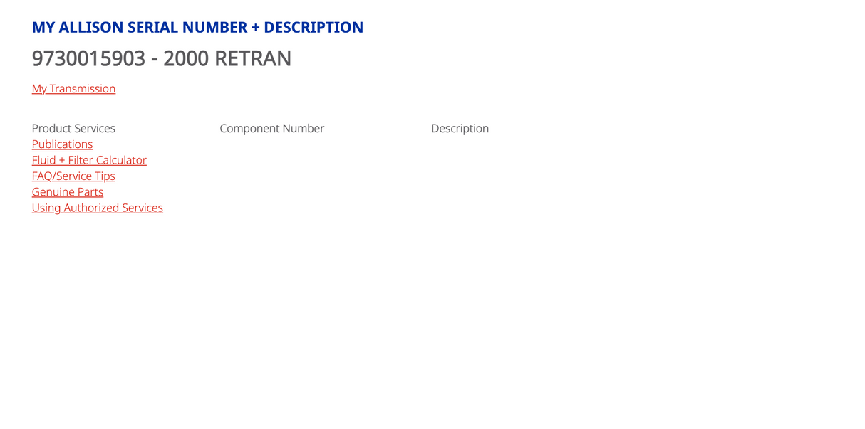 Allison 2000 Transmission For Sale, 2000 RETRAN, Part # 29544718