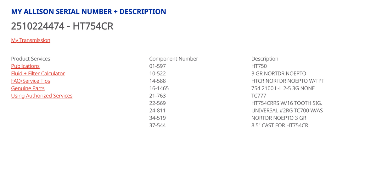 Allison HT754 CR Transmission For Sale