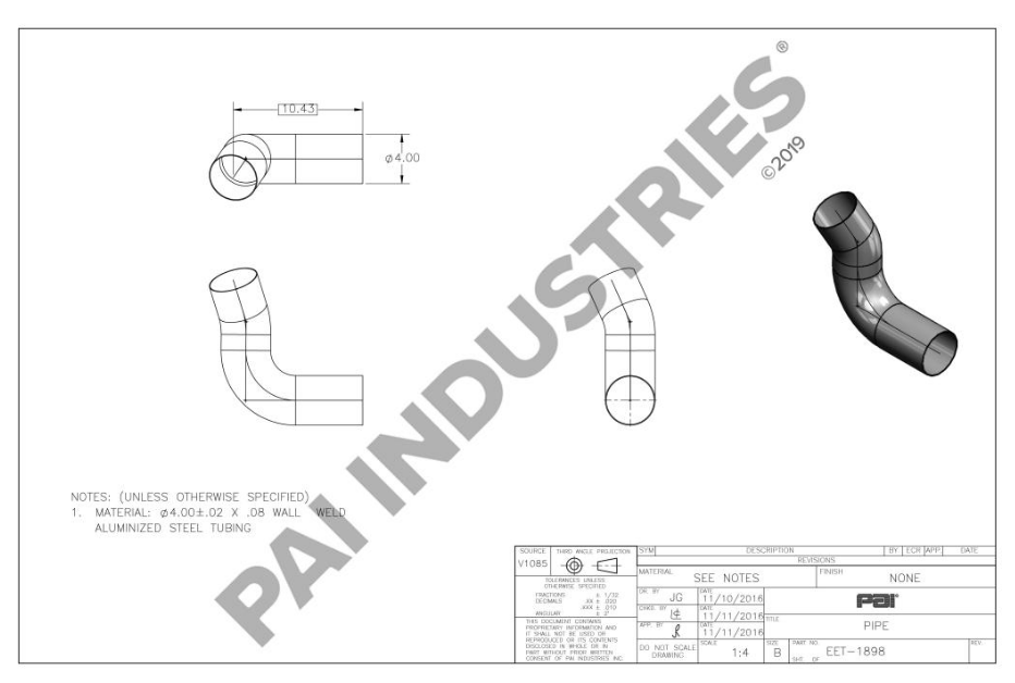 MACK ELBOW EXHAUST PIPE 25017113 4ME32825