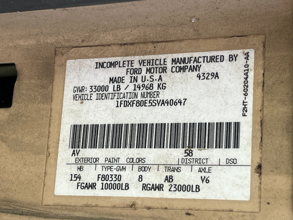 1995 FORD F800 CONVENTIONAL CAB