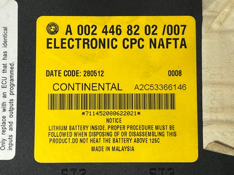 Freightliner Cascadia Electronic CPC NAFTAA Module A 002 446 82 02/007