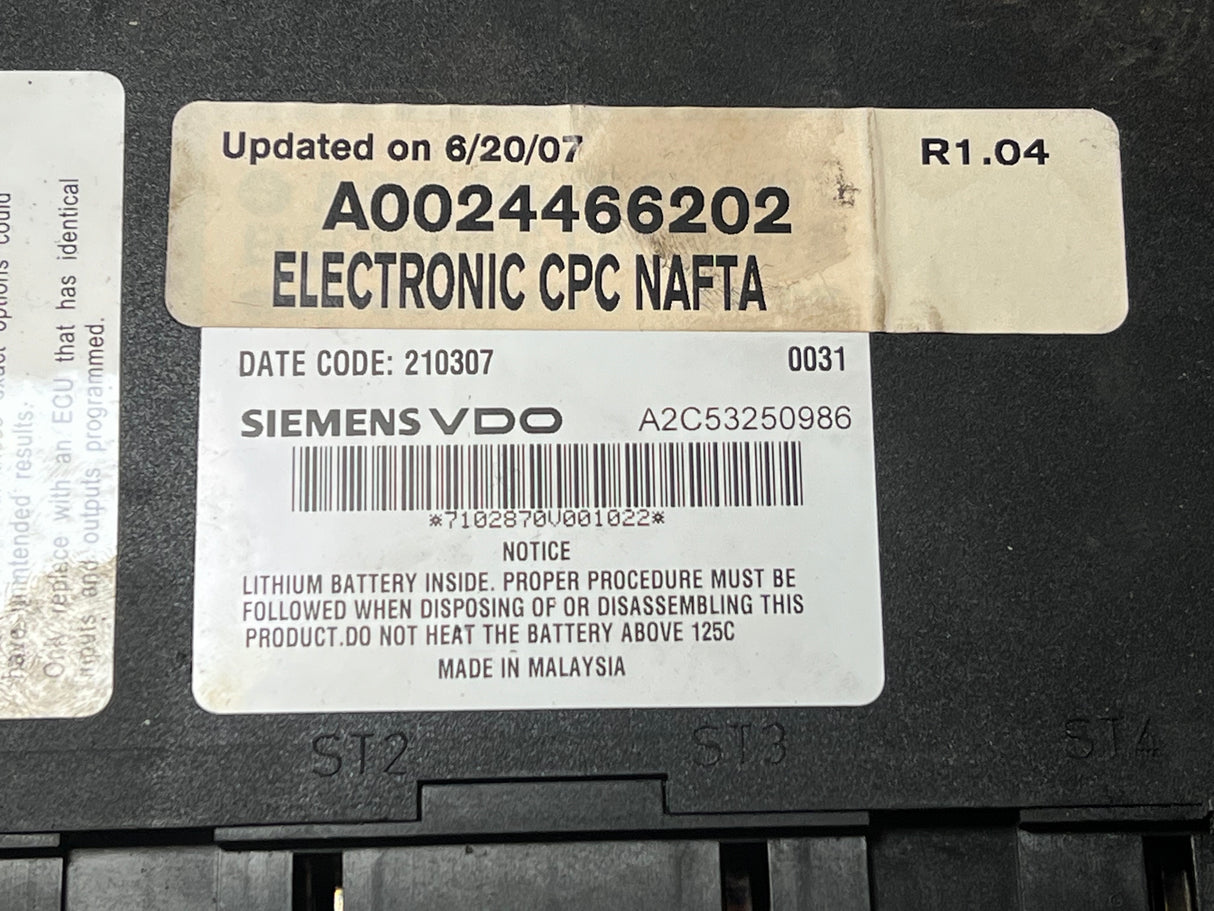 Freightliner Cascadia Body Control Module (CECU)Part # A0024466202