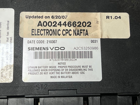 Freightliner Cascadia Body Control Module (CECU)Part # A0024466202