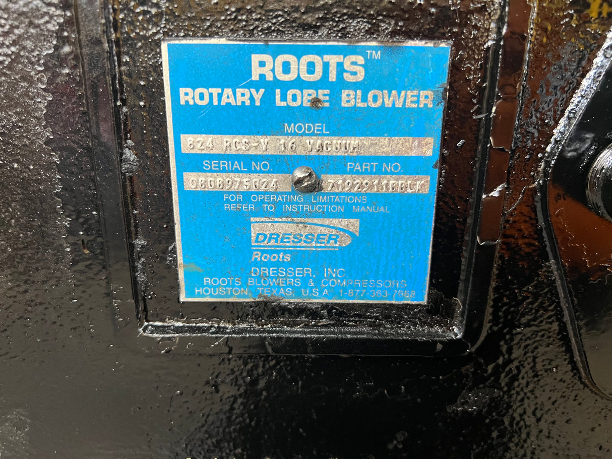 Dresser Roots Rotary Lobe Blower 824 RCS-V Part # 7192911BBLK