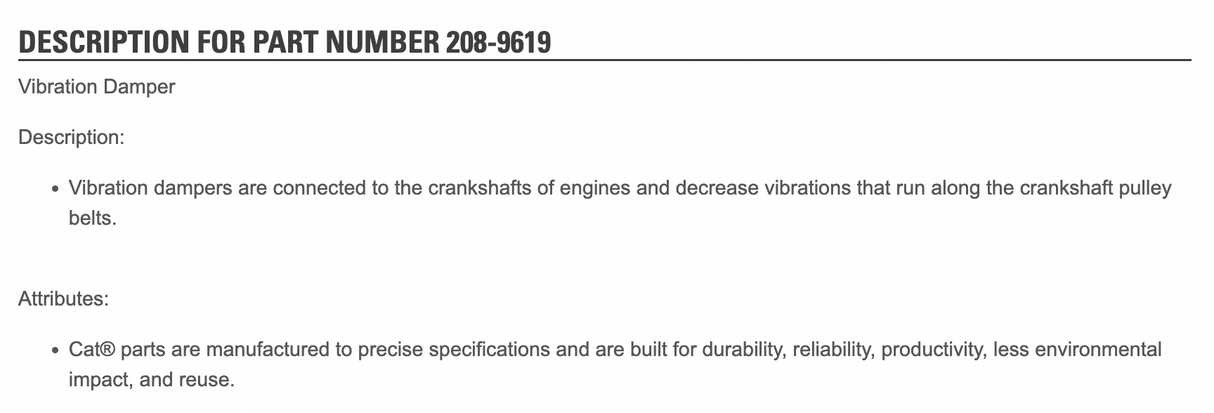 Caterpillar C9 Vibration Damper Balancer 208-9619 For Sale