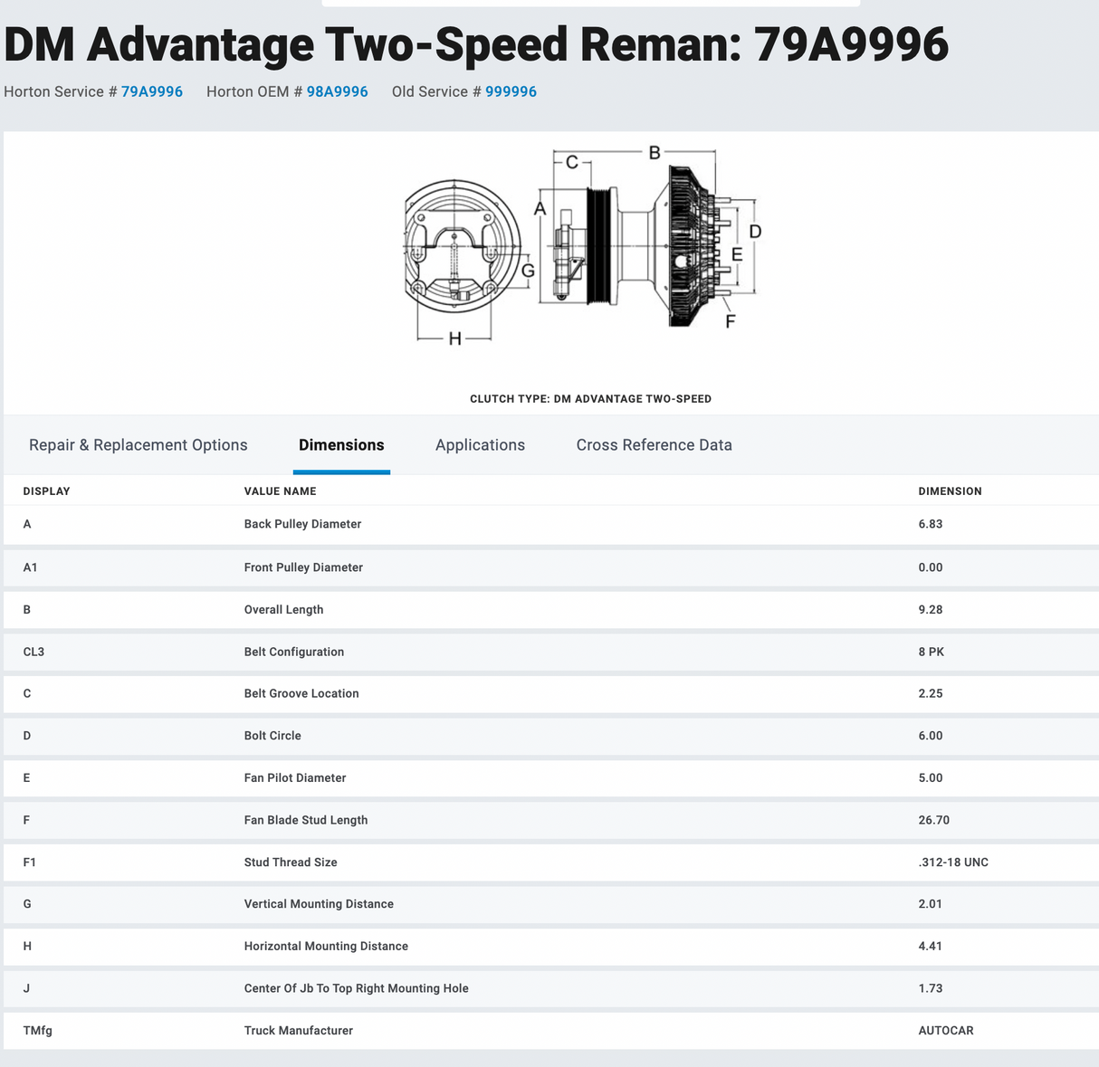 2012 Cummins ISL9 Horton Fan Clutch 98A9996 For Sale