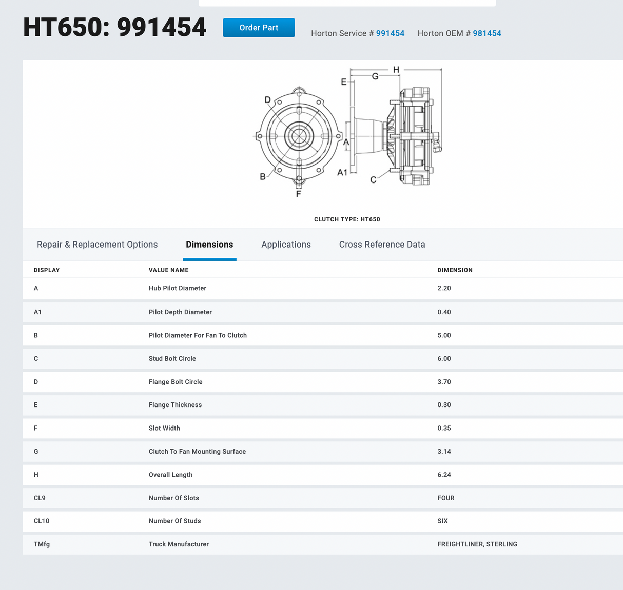 Mercedes MBE900 Horton Fan Clutch 991454 For Sale