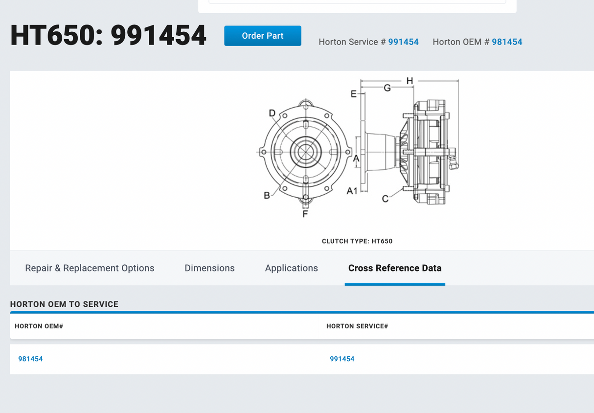 Mercedes MBE900 Horton Fan Clutch 991454 For Sale