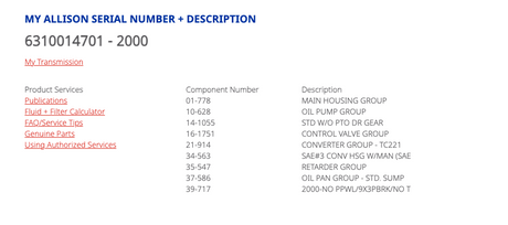 Allison 2000 Transmission, off Cummins ISB Engine, TID001, EFCN E004499