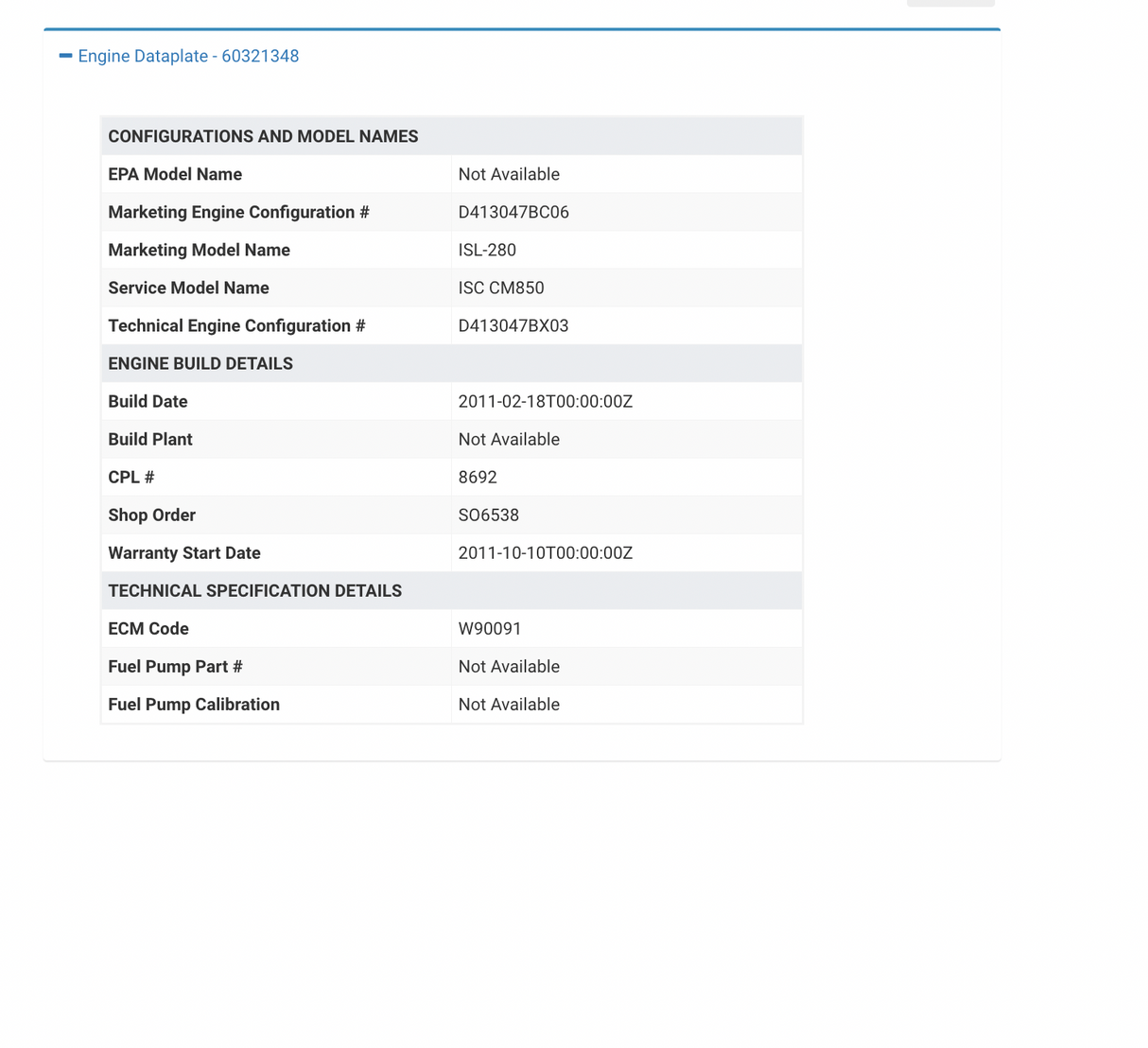 2011 Cummins ISC ECM Part # 4921776