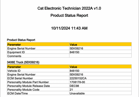 Caterpillar 3406E Part # 117-8351-00 ECM, 40-PIN ECM, 5EK Serial