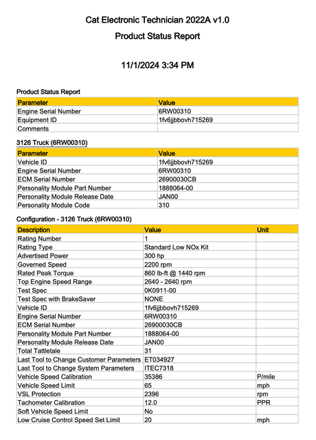 Caterpillar 3126 Part # 145–7807-01 ECM, 40-PIN ECM, 6RW Serial