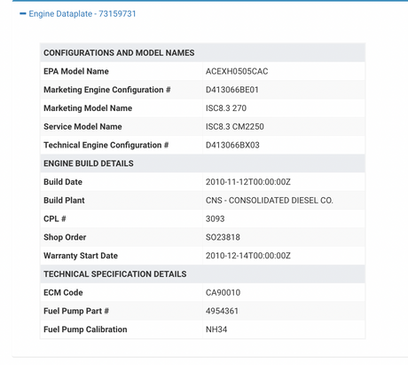 2010 Cummins ISC ECM Part # 4993120, CM2250, CPL 3093