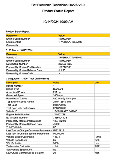 Caterpillar 3126 Part # 9X5566-04 ECM, 40-PIN ECM, 1WM Serial Prefix