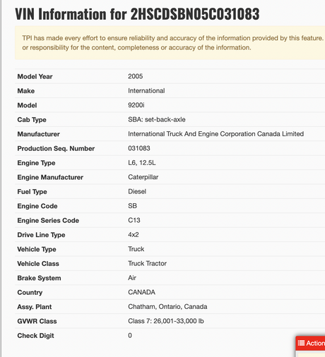 2005 International 9200i CAB Shell