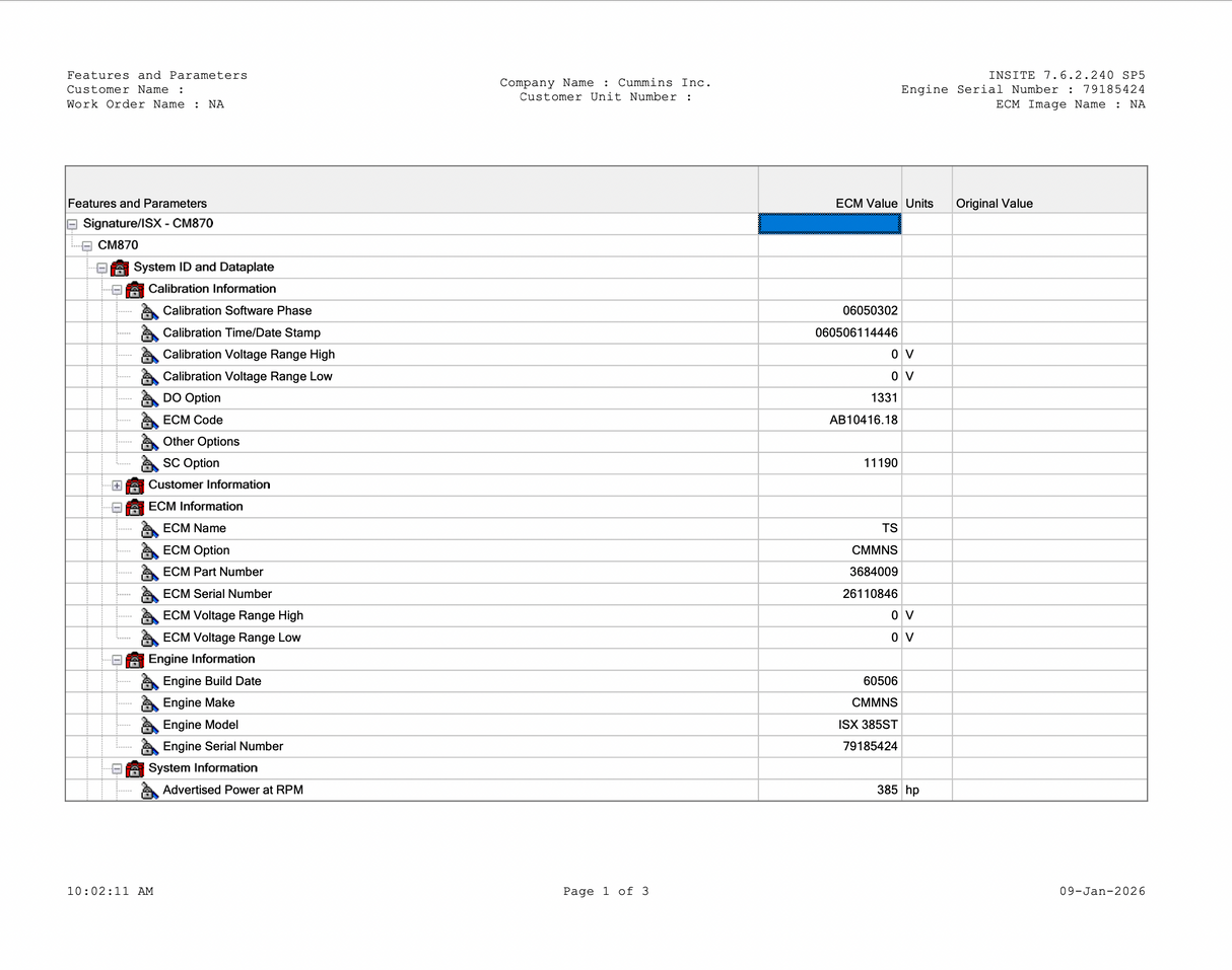 Cummins ISX Engine Control Module (ECM) Part # 3684009, CPL 8520, CM870