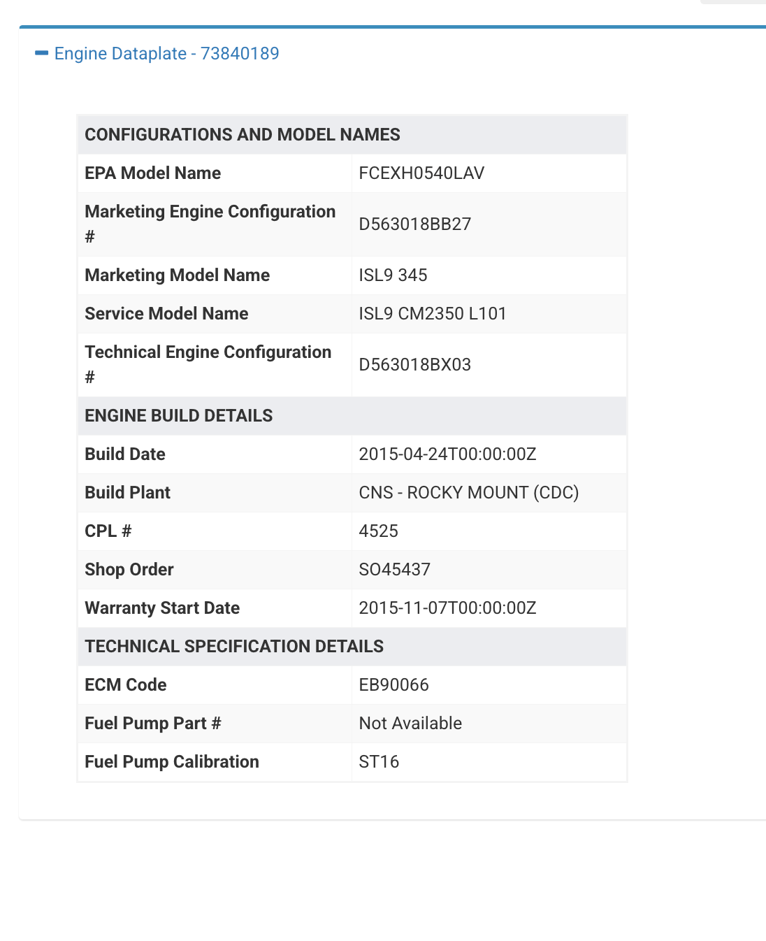 015 Cummins ISL9 Engine Control Module (ECM) 5317106, CM2350 L101