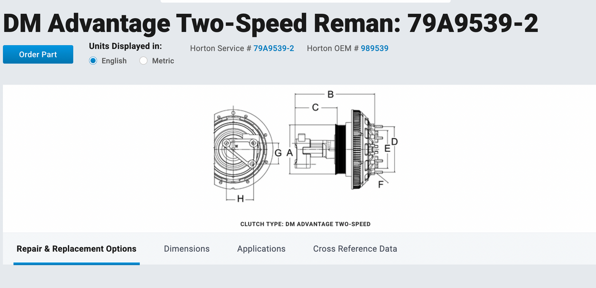 Cummins ISM Horton 2-Speed Fan Clutch 79A9539-2