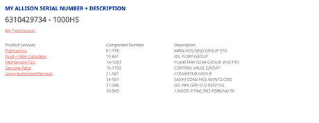 Allison 1000HS Transmission, Automatic Transmission, Part# E012088